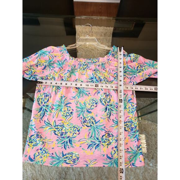 Stella Parker Blouse Top Womens L Pink Floral Flare Sleeve Round Neck Pullover - Picture 8 of 11